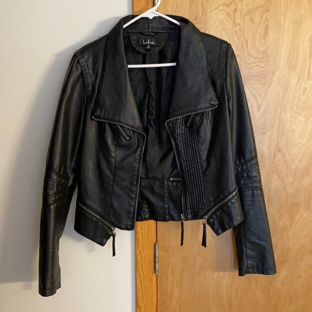 Women’s black leather jacket